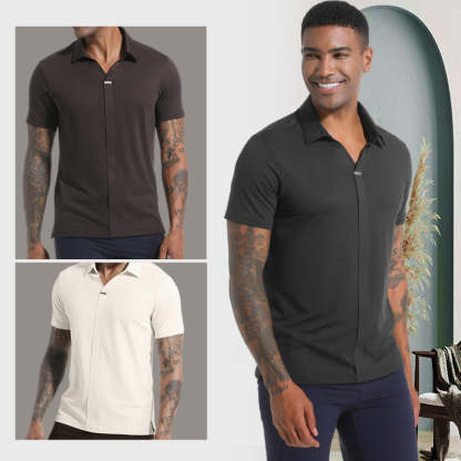 🔥Men’s Breathable Casual Lapel Wrinkle-free T-shirt