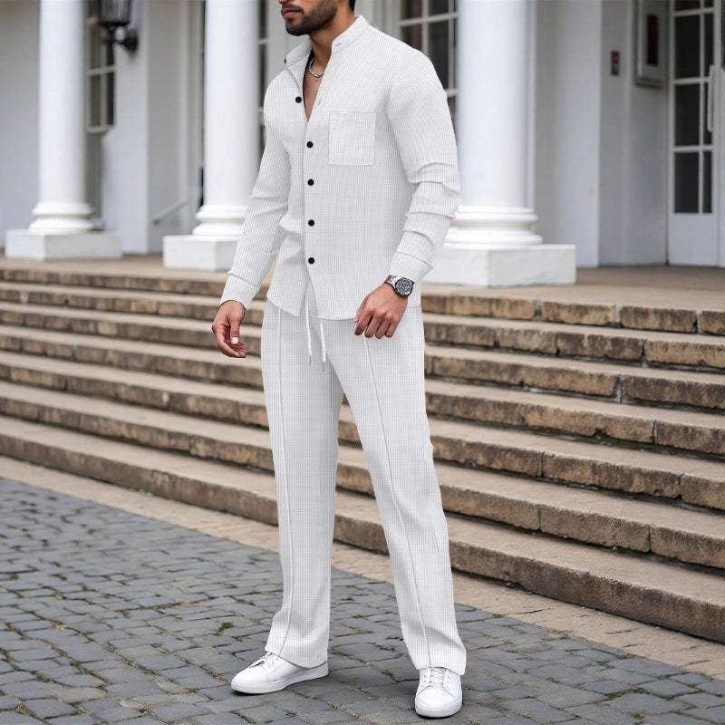 🔥Men's Casual Waffle 2-Piece Set – Comfortable Fabric, Modern Fit & Versatile Style👖