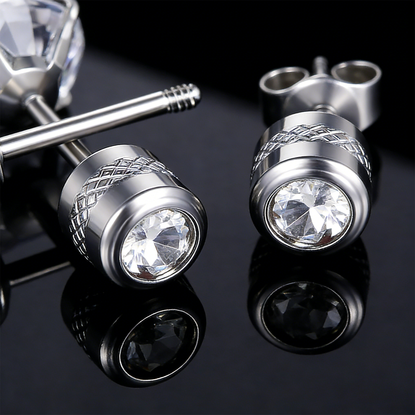 Cubic Zirconia Stainless Steel Screw Earrings - Titanium Screw Back Earrings 20G Pure Titanium Earpost - Hypoallergenic for Women Men Trendy Cartilage Stud Earrings