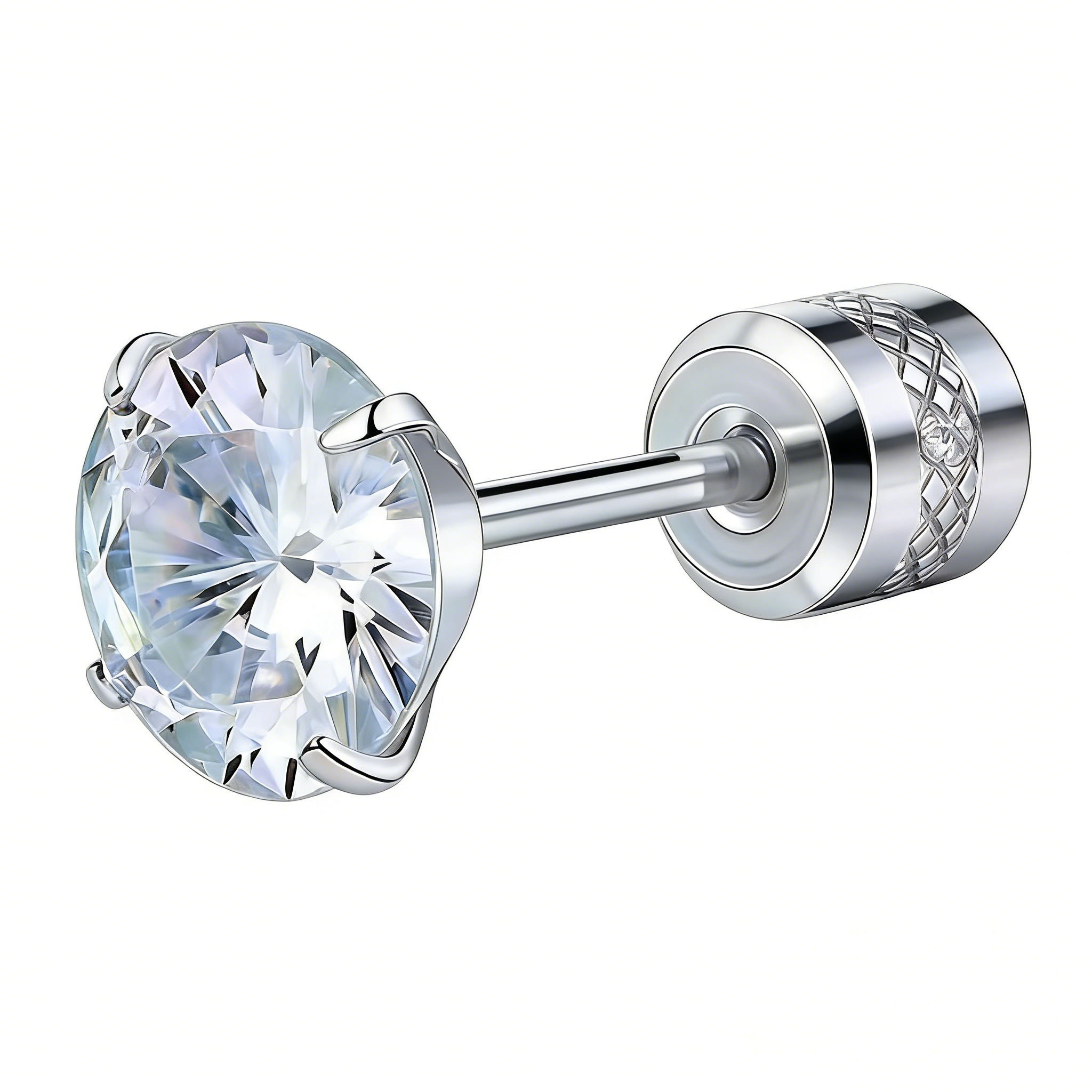 Cubic Zirconia Stainless Steel Screw Earrings - Titanium Screw Back Earrings 20G Pure Titanium Earpost - Hypoallergenic for Women Men Trendy Cartilage Stud Earrings