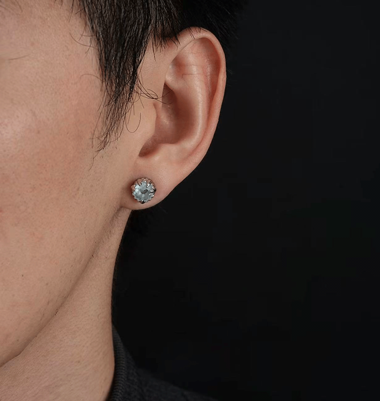 Copper alloy earrings Maldives blue magnetic suction dragon claw ear clip no ear hole ins jewelry