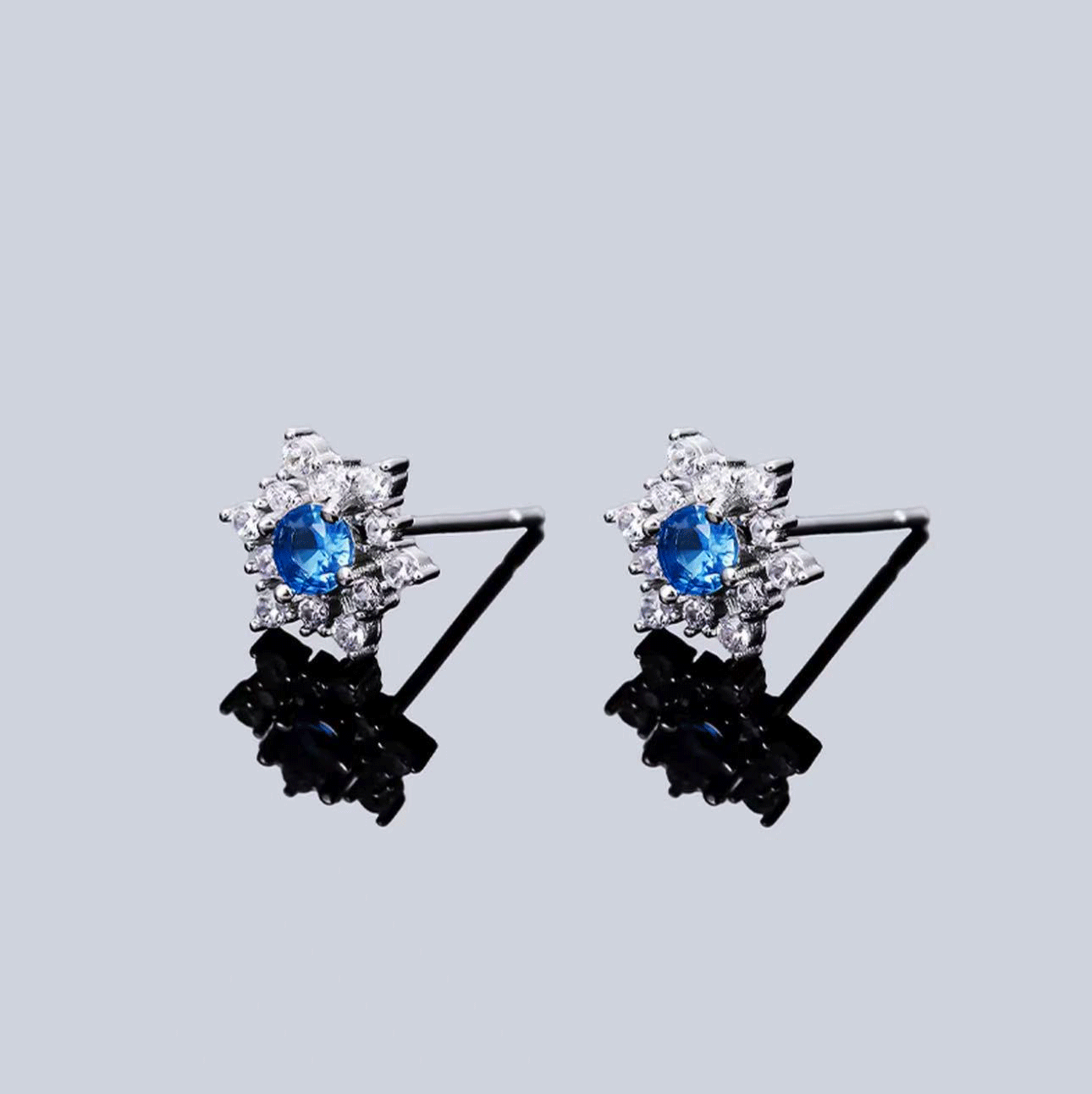 Copper Alloy Earrings, Micro-set Zircon Snowflake Studs, Minimalist Cool Style Earrings