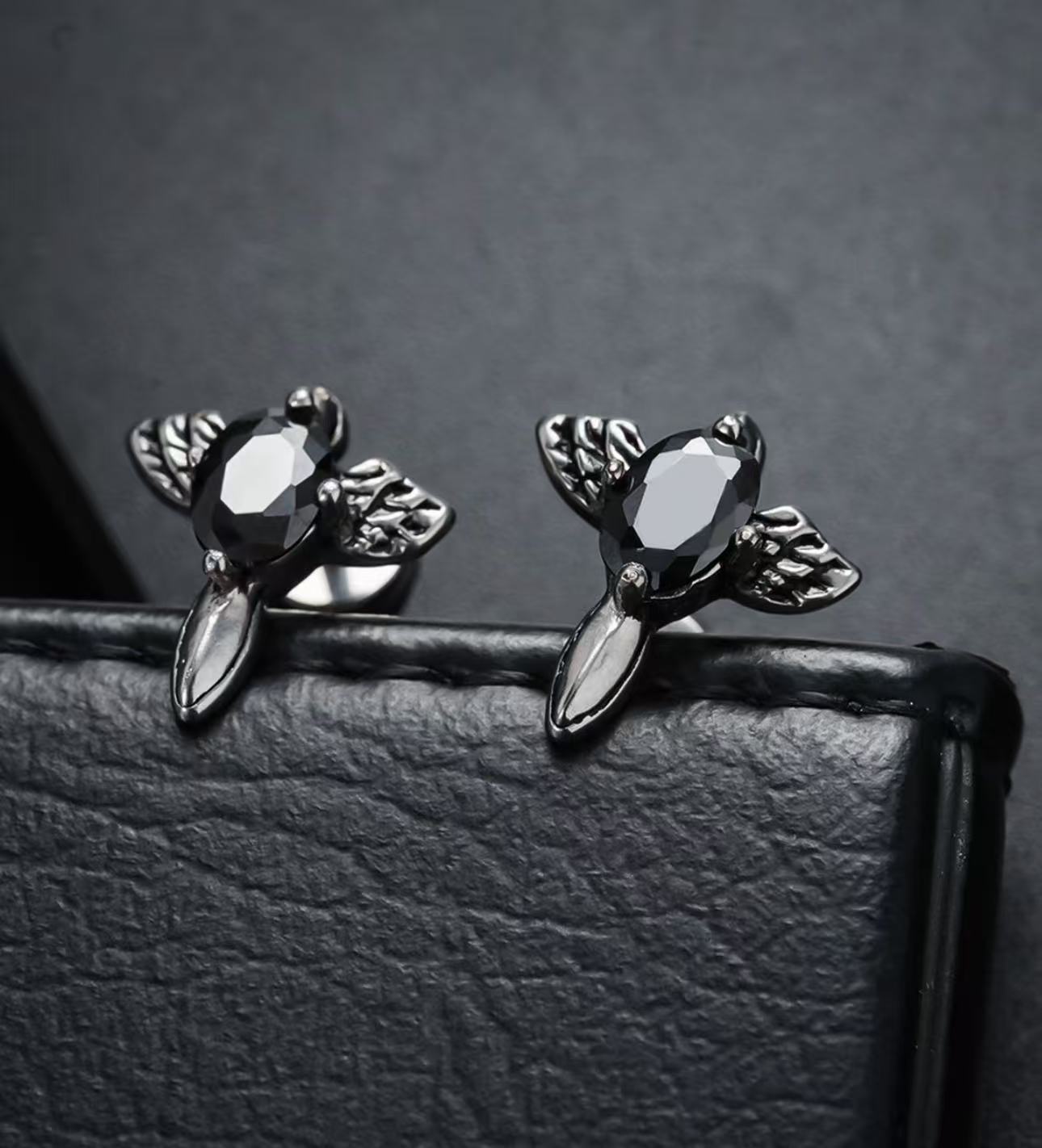 Men's Titanium Steel Angel Wing Zircon Stud Earrings – Non-Fading Minimalist Luxury Jewelry