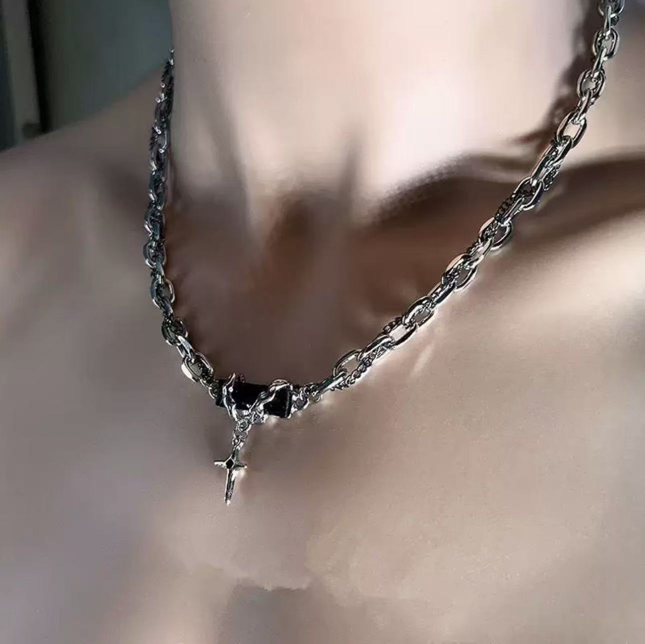 Men's Hip-Hop Black Gem Wrap Necklace • Niche High-End Street Clavicle Chain