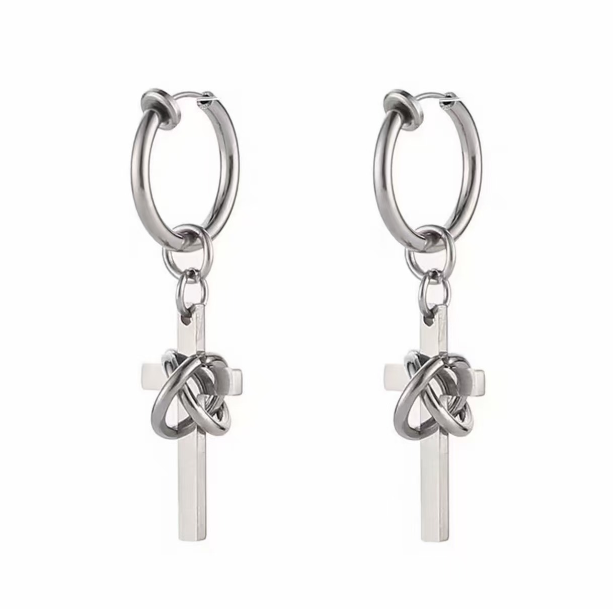 Titanium Steel Wrapped Cross Earrings – Niche Design, Elevated Accessories