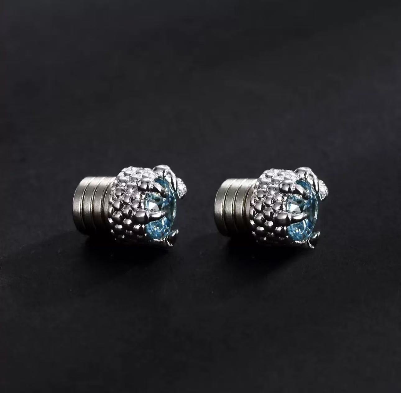 Copper alloy earrings Maldives blue magnetic suction dragon claw ear clip no ear hole ins jewelry