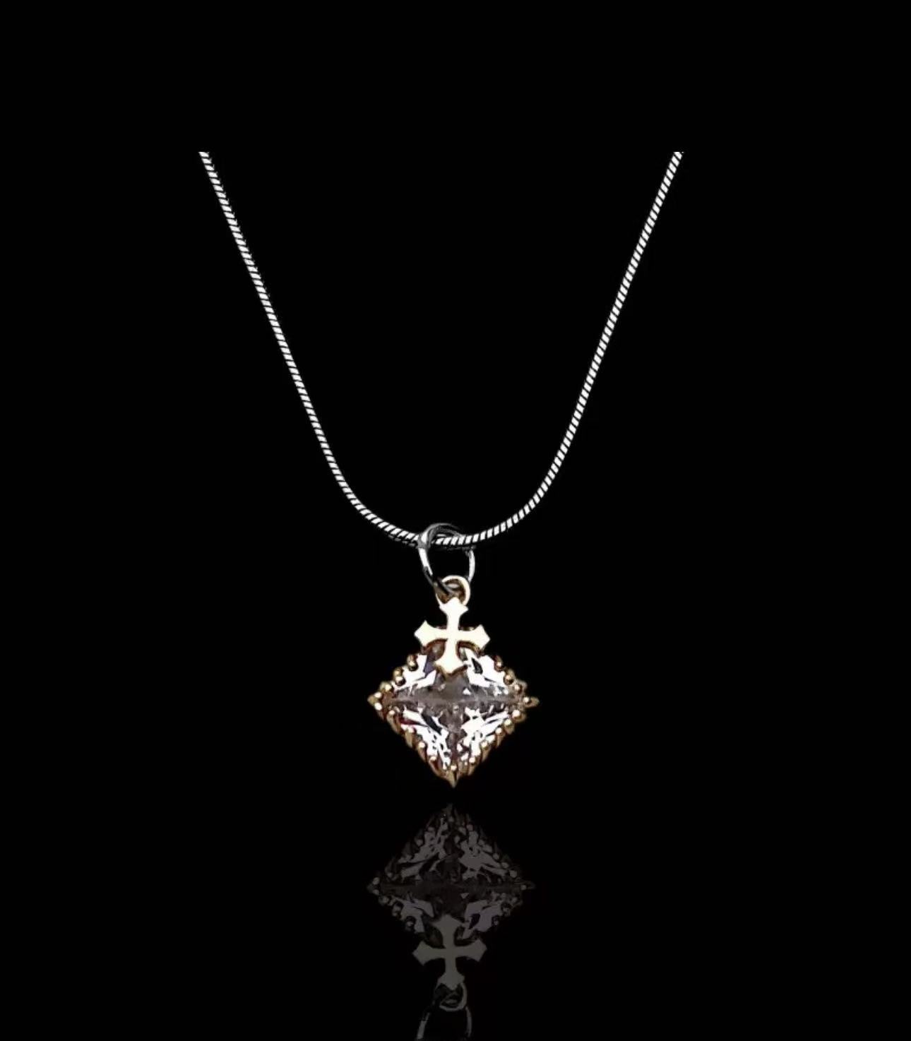 American Trendy Cross Zircon Pendant Necklace for Men, Minimalist & Versatile Titanium Steel Sweater Chain, Couple Clavicle Necklace Jewelry