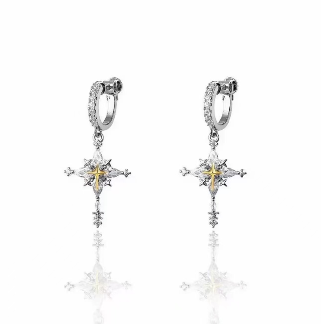 Crystal Snowflake Cross Earrings – Icy Cool Luxury Alloy Jewelry