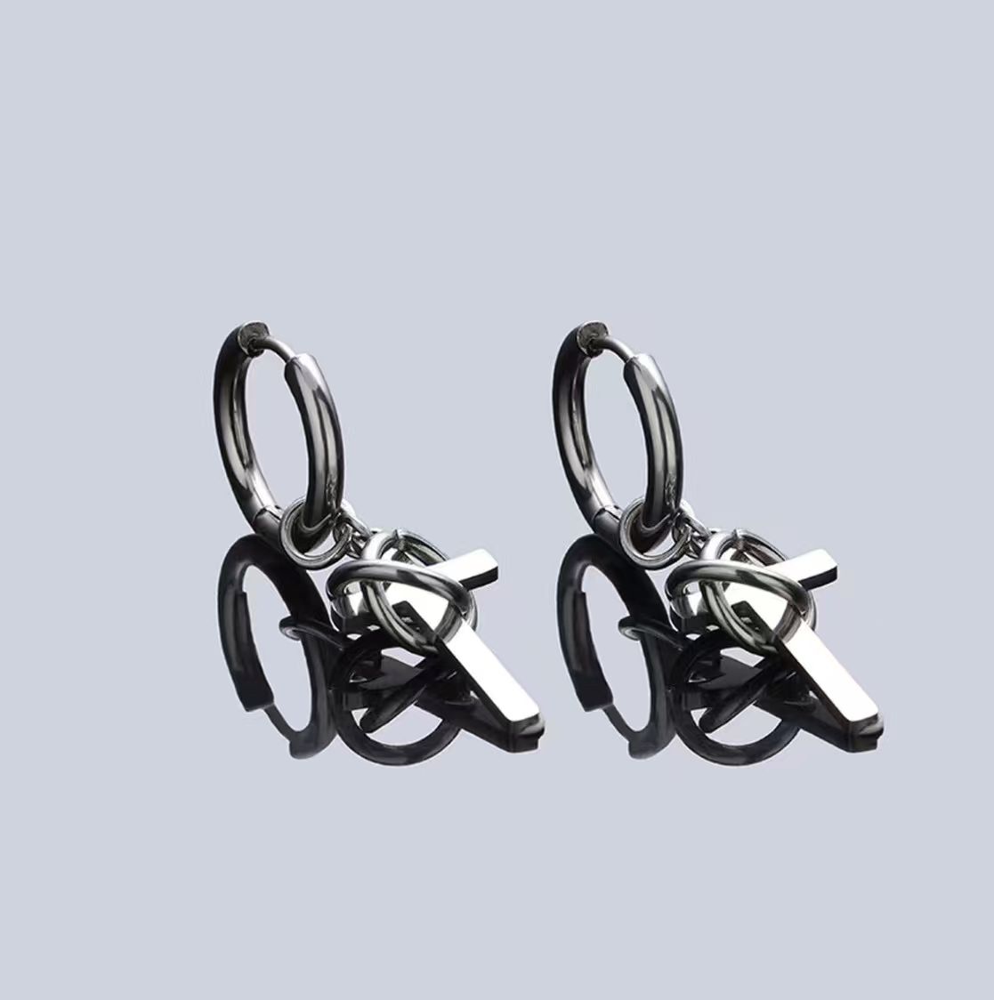 Titanium Steel Wrapped Cross Earrings – Niche Design, Elevated Accessories