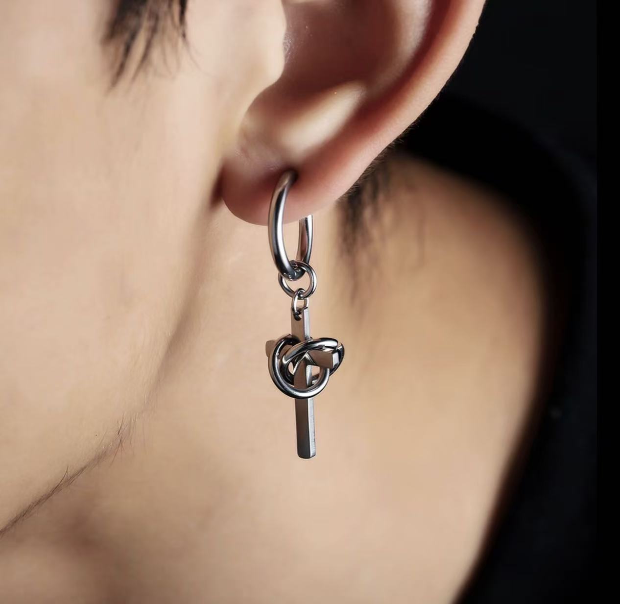 Titanium Steel Wrapped Cross Earrings – Niche Design, Elevated Accessories