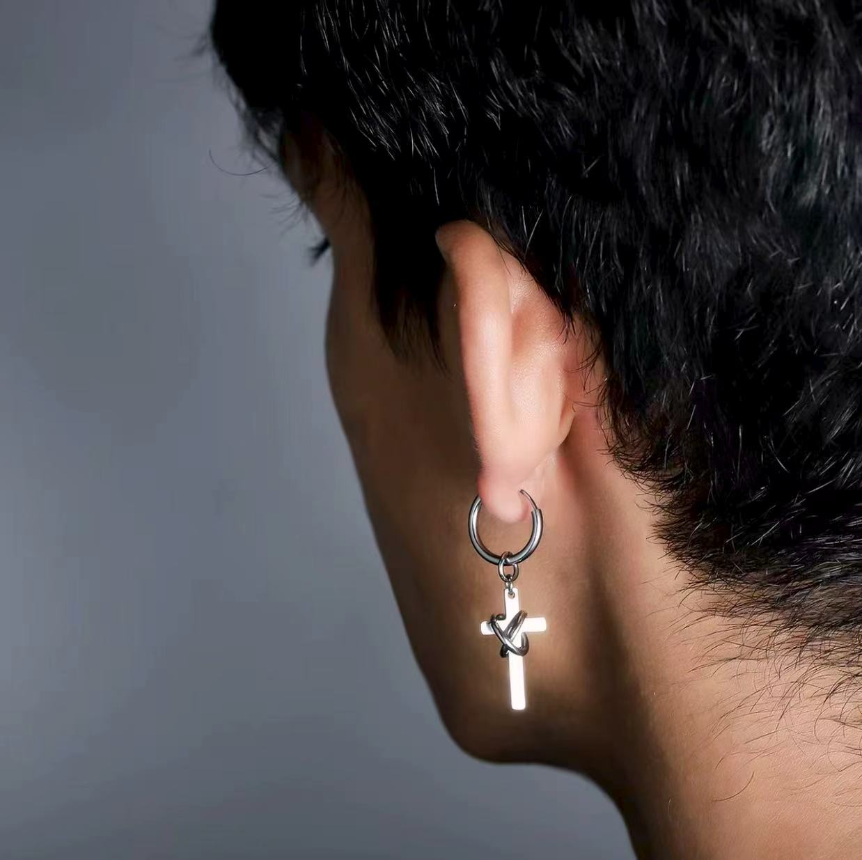 Titanium Steel Wrapped Cross Earrings – Niche Design, Elevated Accessories