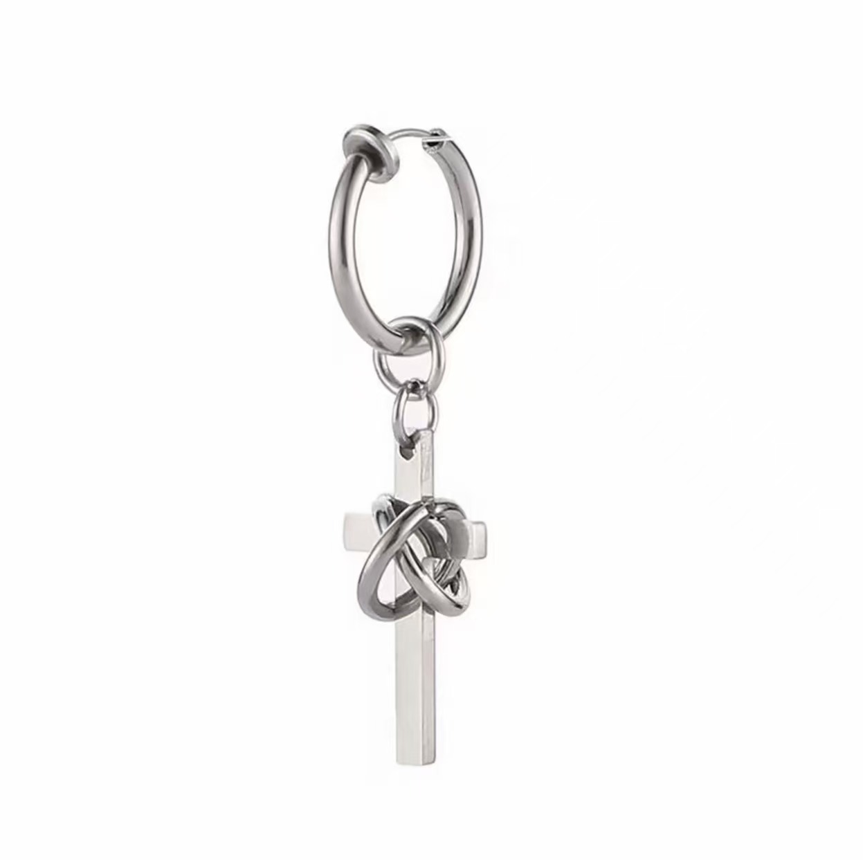 Titanium Steel Wrapped Cross Earrings – Niche Design, Elevated Accessories