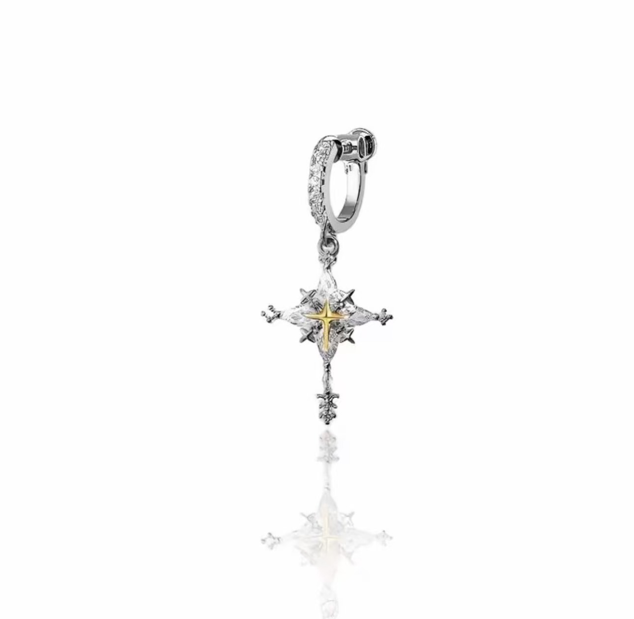 Crystal Snowflake Cross Earrings – Icy Cool Luxury Alloy Jewelry