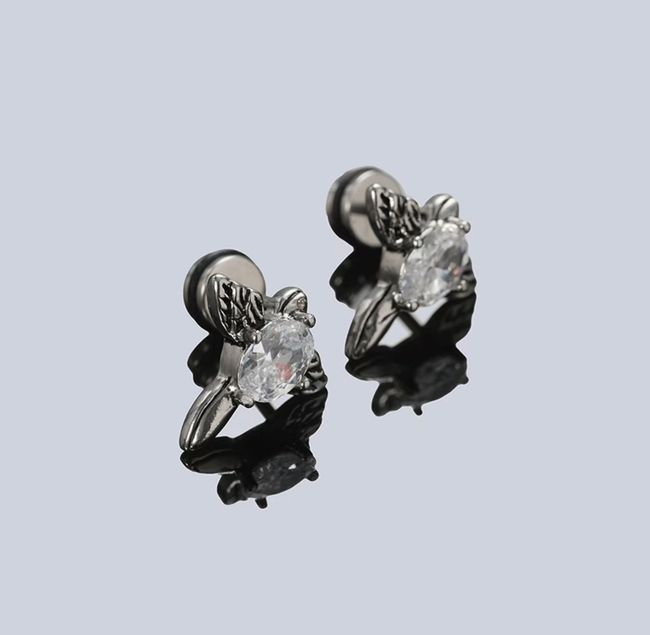 Men's Titanium Steel Angel Wing Zircon Stud Earrings – Non-Fading Minimalist Luxury Jewelry