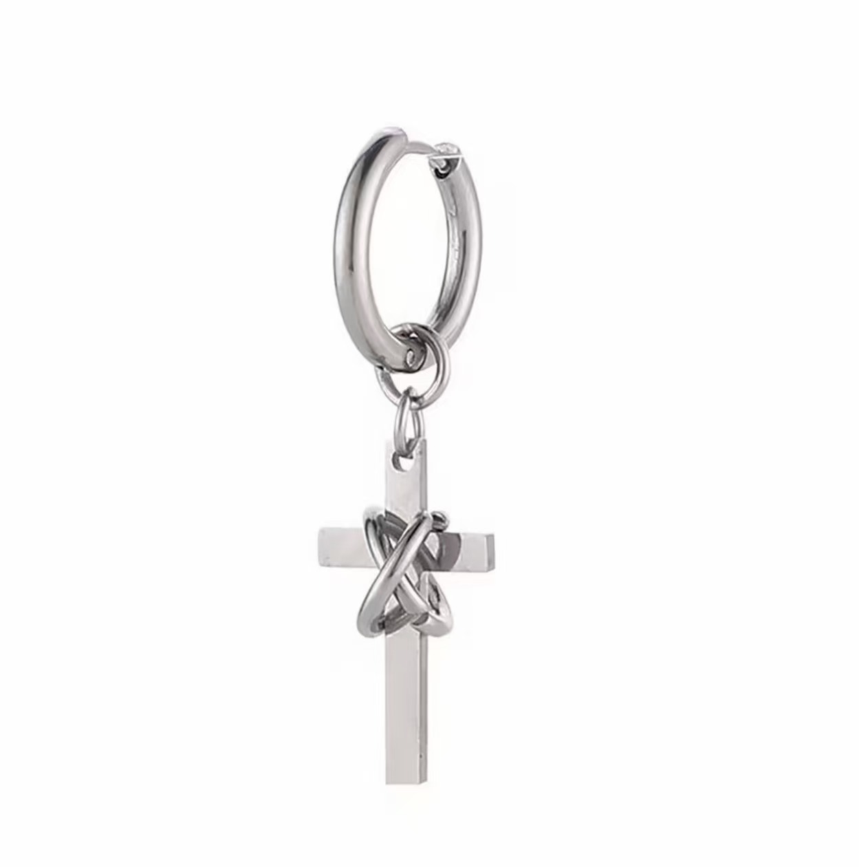 Titanium Steel Wrapped Cross Earrings – Niche Design, Elevated Accessories