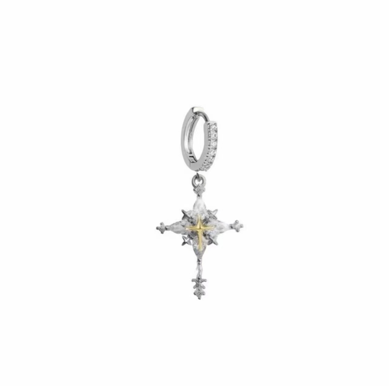 Crystal Snowflake Cross Earrings – Icy Cool Luxury Alloy Jewelry