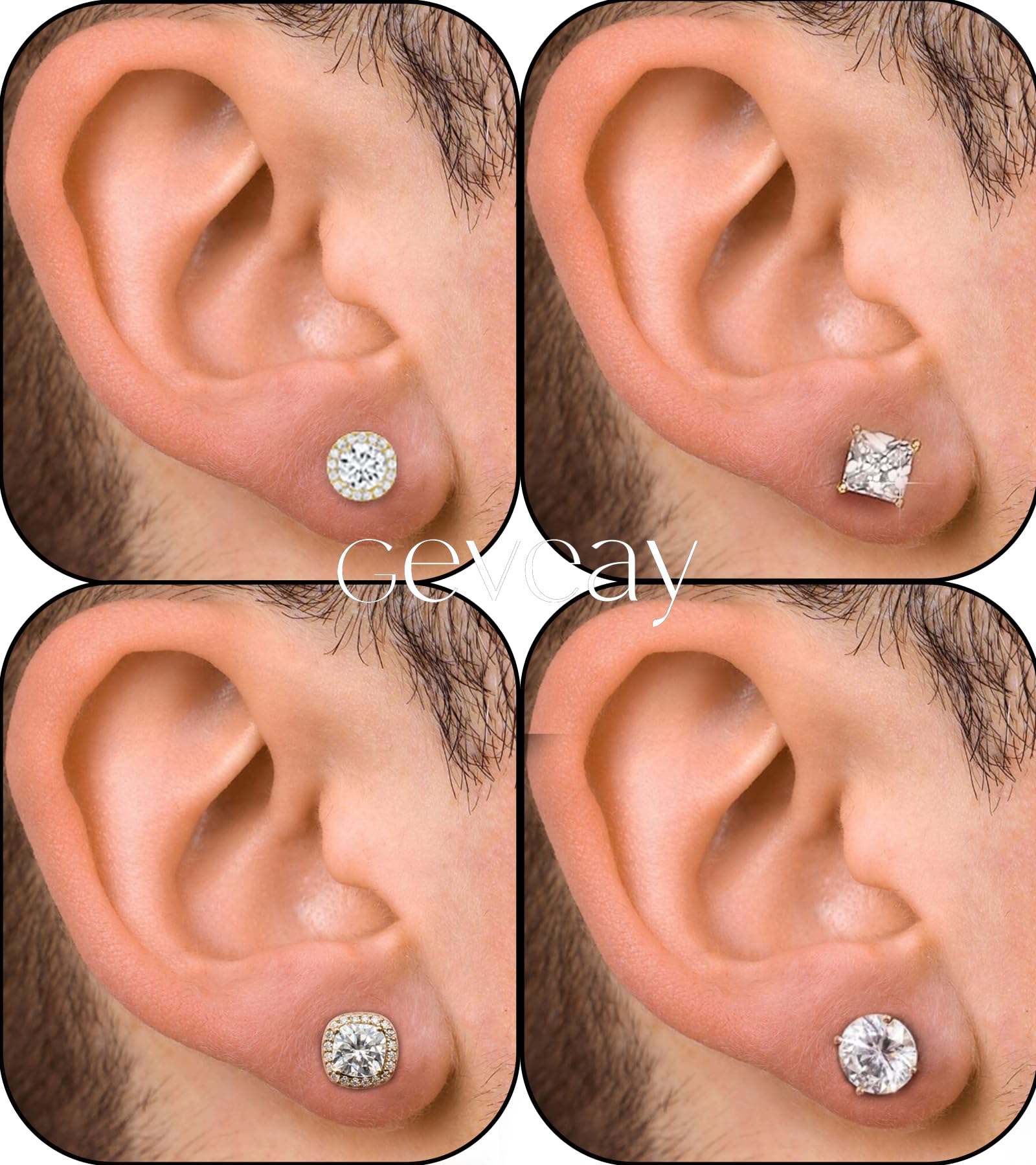Mens Silver Earrings Hypoallergenic Sterling Silver Stud Earrings For Men Brilliant Round Cut Diamond Cubic Zirconia Silver Stud Earrings Gifts For Men Women