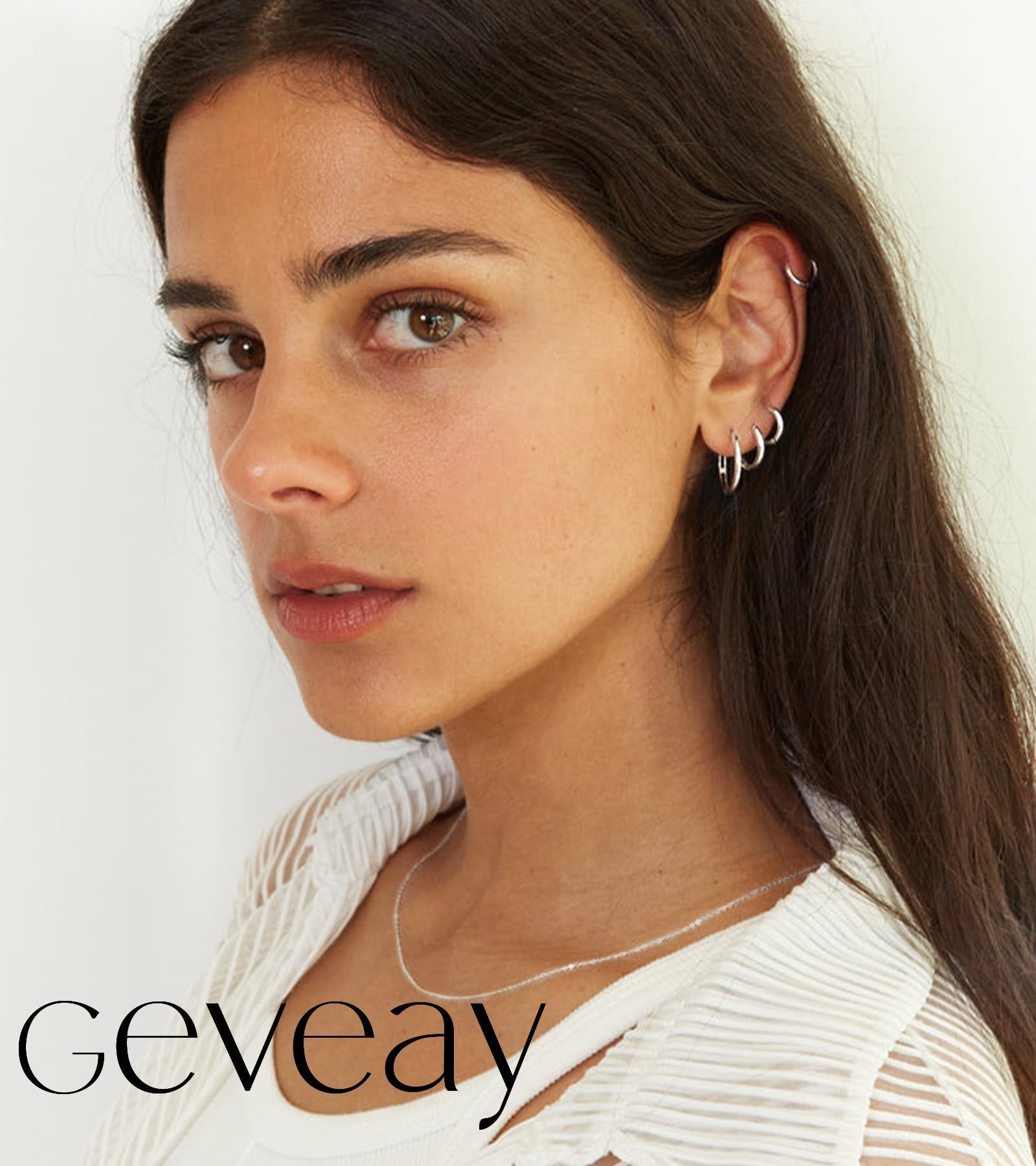 Sterling Silver Earrings for Women 5 Pairs Small Silver Hoop Earrings Hypoallergenic Mini Tiny Stacks Cartilage Hoops Helix Huggies Earrings For Women 6/8/10/12/14mm