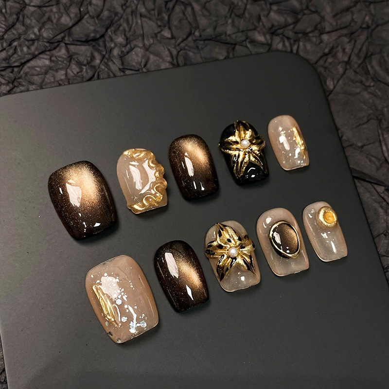 Handmade 3D Press-On Nails – Sculpted Almond Faux Nails for Every Style, All Genders Welcome