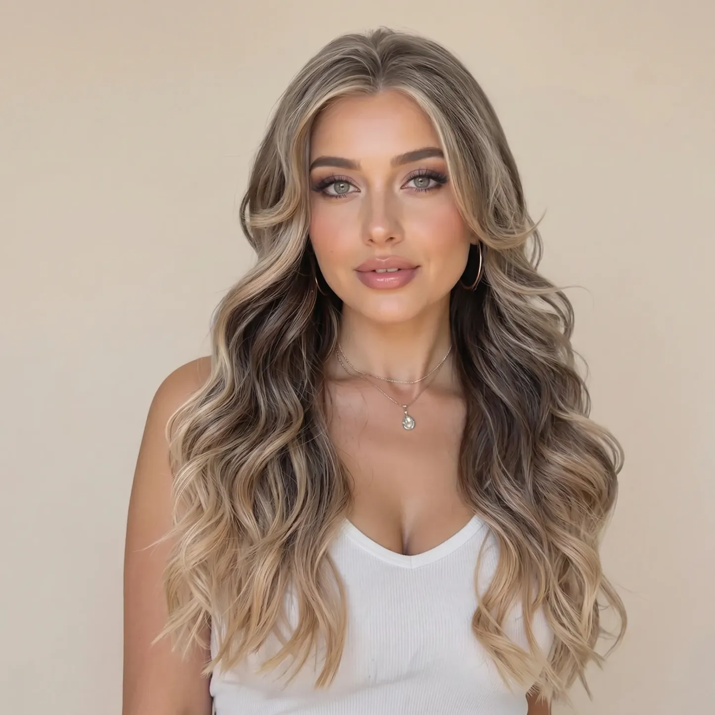 Free Part Lace Front Long-13×6 Length Curly Ombre Blonde with Highlights Glueless Synthetic Wig for Women 24 Inches