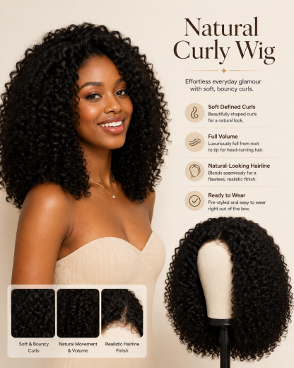 Density Curly Wear Go Half Wig Strap Flip Over Wig With Drawstring Cap Invisible Hairline Human Hair Wigs for Beginners Vacation Hair Summer Vibe