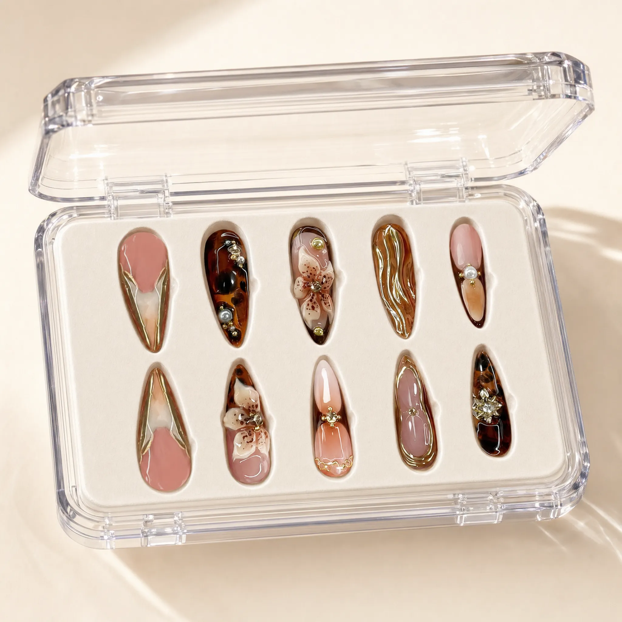 3D-Effect Detachable Press-On Nails | Reusable, Salon-Quality, Long-Lasting, Glossy Design