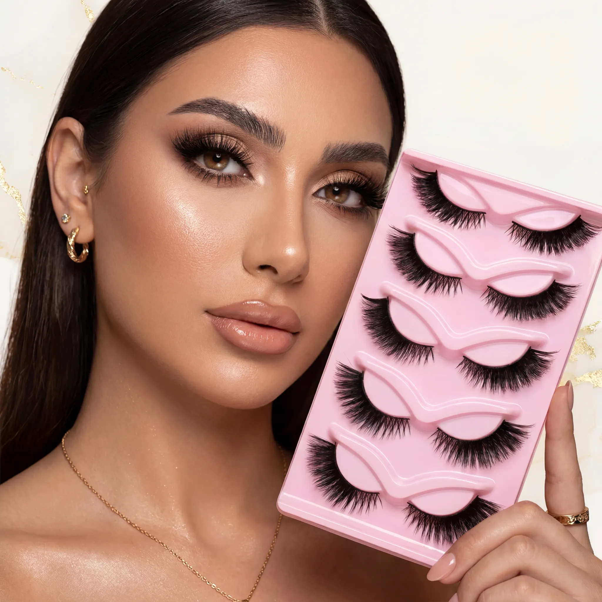 Cat Eye False Lashes – Wispy Dramatic Reusable Strip Lashes (Use with Lash Glue) | 3 Packs 15 Pairs