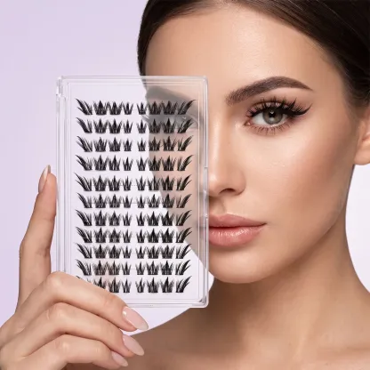 Fox Eye Lashes Fluffy Lash Clusters ,C Curl False Eyelashes Left & Right Cluster Eyelash Extensions 144 PCS Individual Lashes Fox Eye Manga Lashes DIY At Home