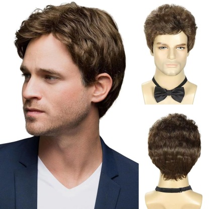 New Arrival: Best-Selling Premium Men's Business-Style Wig — Sophisticated Short Hairpiece with Faux Silver Gradient