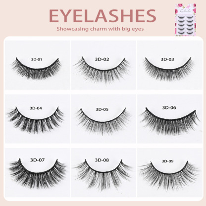 Western-Style Voluminous & Curled 3D Wispy False Eyelashes — Realistic, Natural-Looking, and Lengthening (One-Piece Design)