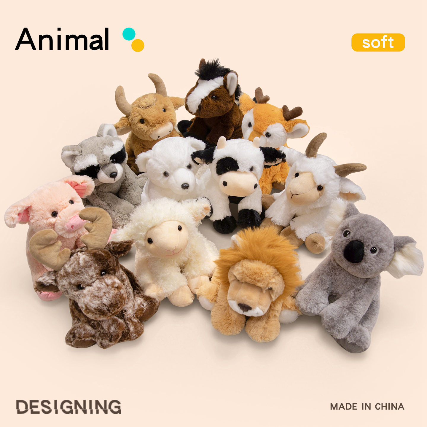 Crouching Forest Animal Plush Toy – Little Sheep (Soft Doll/Gift for Children)