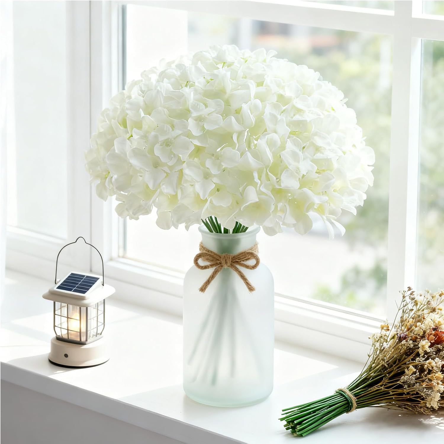 Artificial Flowers, 205 pcs Real Looking White Silk Fake Hydrangea Bulk, White Faux Bridal Shower with Stems for DIY Wedding Bouquets, Home Centerpieces Arrangements, Party Tables Decorations