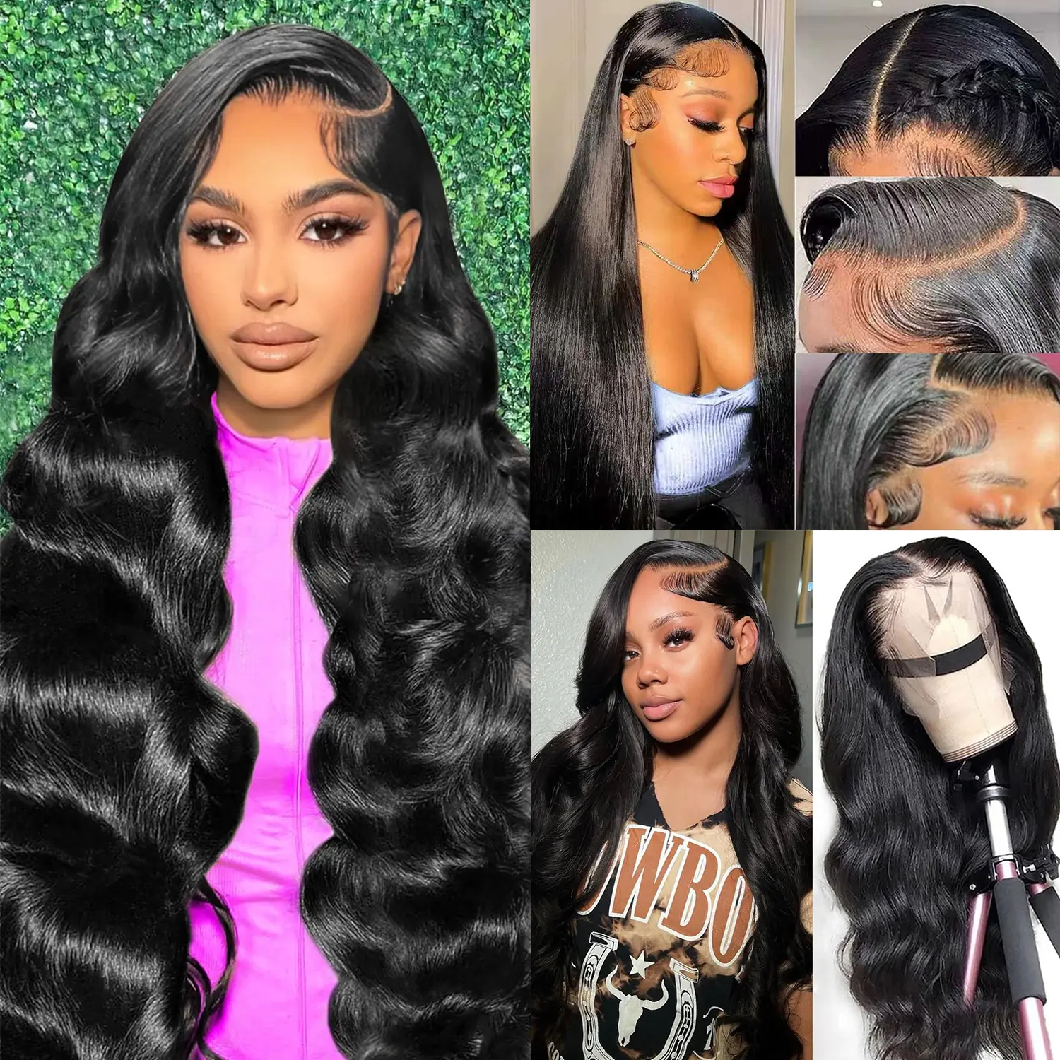 [Sale 30"&22"&22"] buy 1 get 3 wig" 30Inch 13x4 Body Wave Hair Lace Front Wigs + 13x4 22Inch Straight Human Hair Hair+ 22Inch Body Wave Human Hair HairPre Plucked HD Transparent Lace Frontal Human HairWigs 180% Density