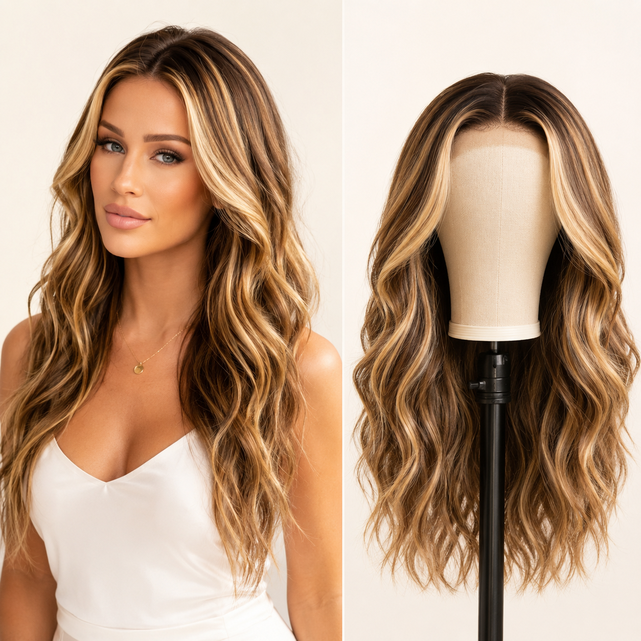 Water Wave Free Part 13x4 Lace Front Wig with Scandinavian Hairline Low Density Heat Friendly Synthetic Wig 16"Daily Use