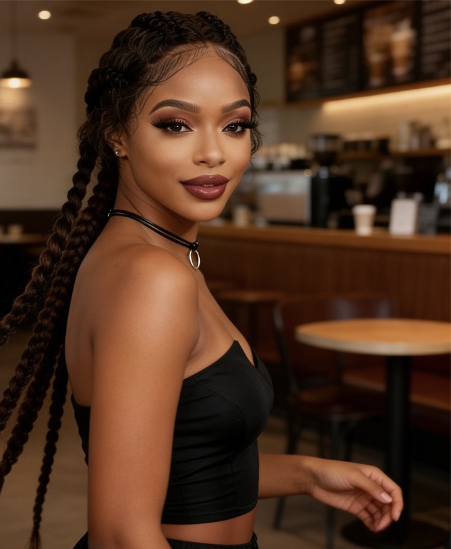 Front Lace Braided Wig — 80cm Long Faux Locs (Dreadlocks) — Full-Head African-Style Synthetic Wig for Women