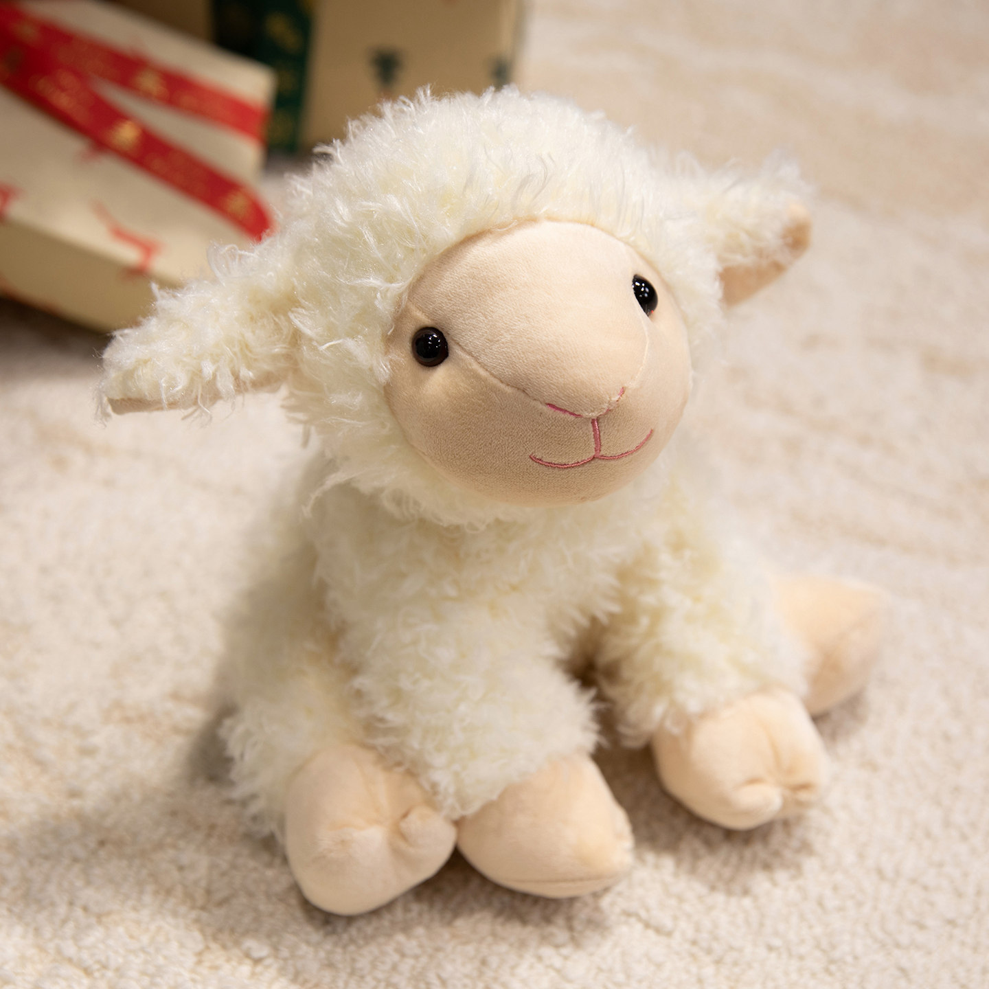 Crouching Forest Animal Plush Toy – Little Sheep (Soft Doll/Gift for Children)