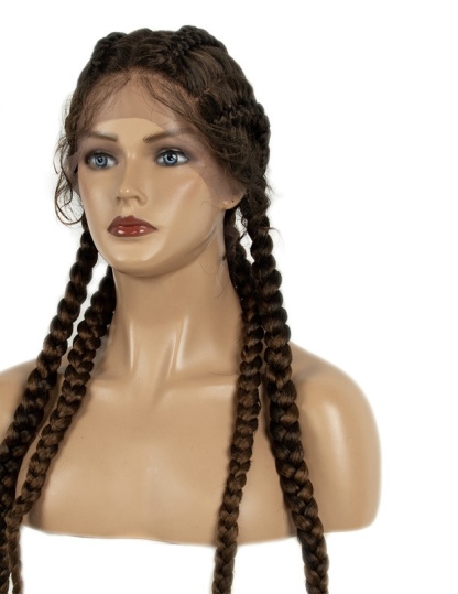 Front Lace Braided Wig — 80cm Long Faux Locs (Dreadlocks) — Full-Head African-Style Synthetic Wig for Women