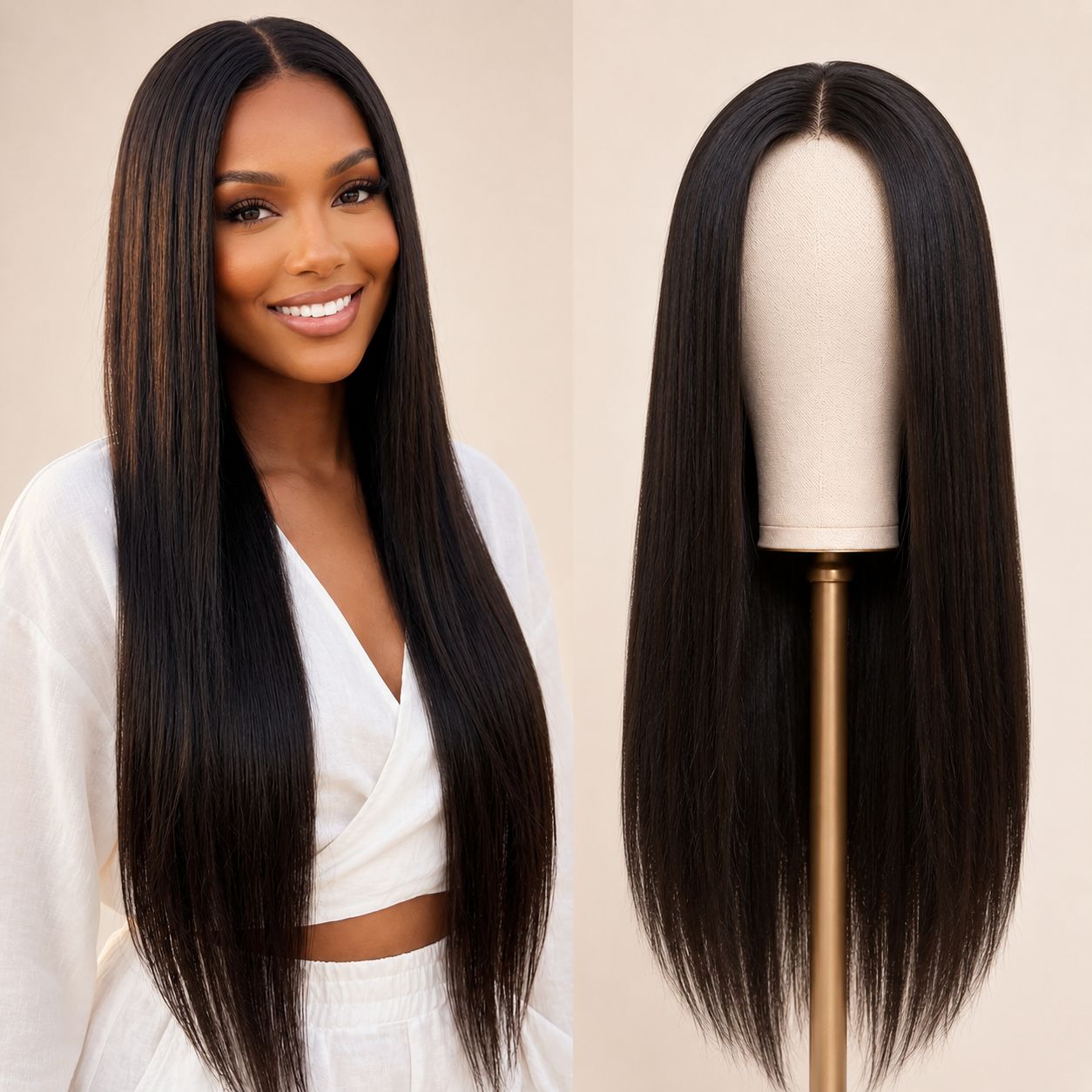 Straight Human Hair Wig Straight Human Hair Wigs for Black Women Upgrade U part Wig No Leave Out 12A Glueless Kinky Straight V Shape Clip in Half Wig No Glue No Sew Beginner Friendly 180% Density Wig