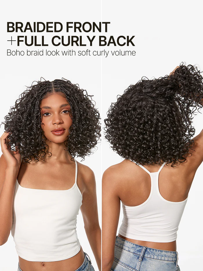 13x6 HD Pre-Cut Lace Wig | Glueless, Wear & Go, Boho Braids Water Wave Wig – Premium Fiber, Beginner Friendly