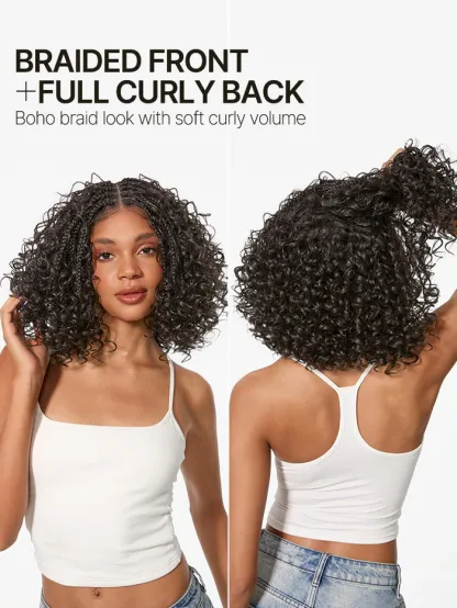 13x6 HD Pre-Cut Lace Wig | Glueless, Wear & Go, Boho Braids Water Wave Wig – Premium Fiber, Beginner Friendly