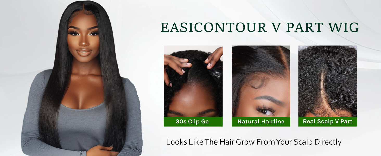 Straight Human Hair Wig Straight Human Hair Wigs for Black Women Upgrade U part Wig No Leave Out 12A Glueless Kinky Straight V Shape Clip in Half Wig No Glue No Sew Beginner Friendly 180% Density Wig