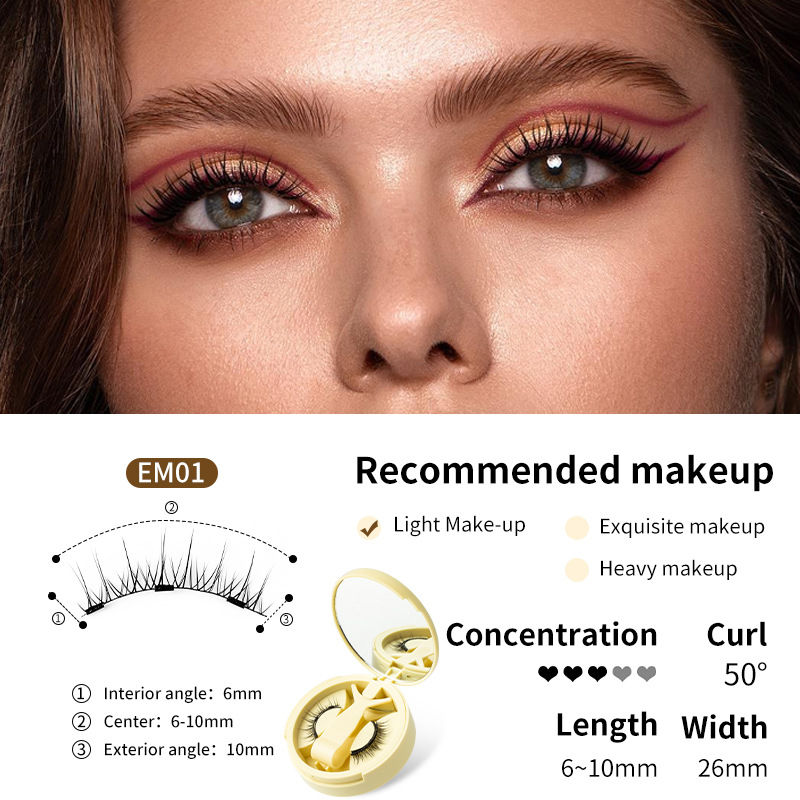 【BUY 1 GET 2】Magnetic Eyelashes with Applicator Natural Look, Reusable Eyelashes Magnetic Lashes, No Glue Needed Wispy False Lashes Kit Easy to Wear and Remove (Natural+Devil)