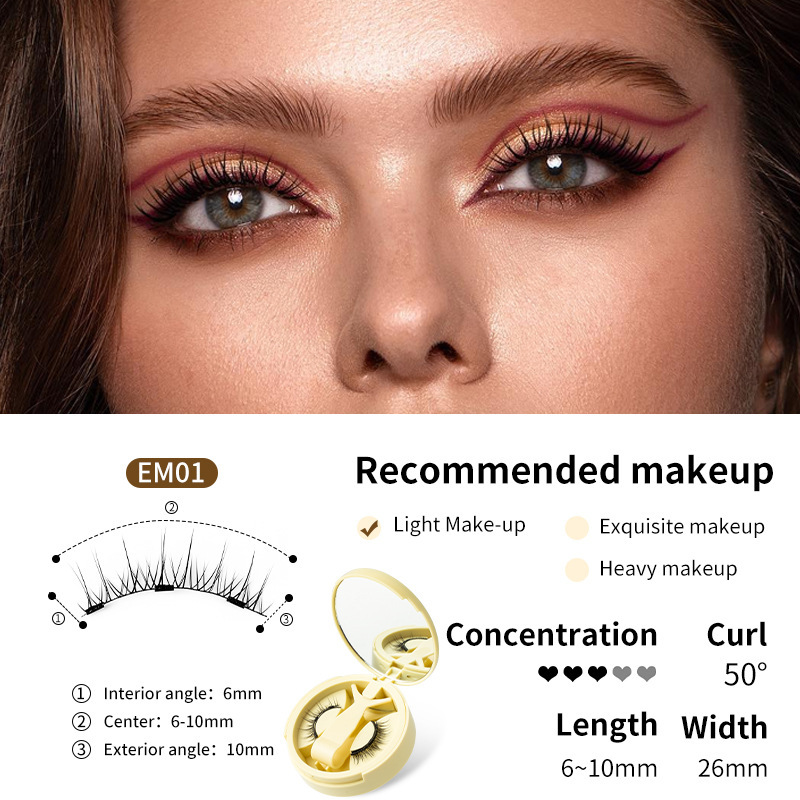 【BUY 1 GET 2】Magnetic Eyelashes with Applicator Natural Look, Reusable Eyelashes Magnetic Lashes, No Glue Needed Wispy False Lashes Kit Easy to Wear and Remove (Natural+Devil)