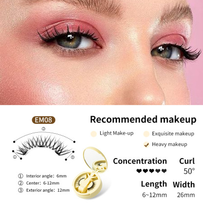 【BUY 1 GET 2】Magnetic Eyelashes with Applicator Natural Look, Reusable Eyelashes Magnetic Lashes, No Glue Needed Wispy False Lashes Kit Easy to Wear and Remove (Natural+Devil)