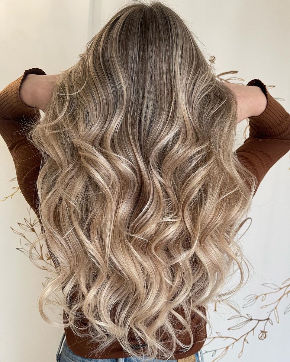 Free Part Lace Front Long-13×6 Length Curly Ombre Blonde with Highlights Glue less Synthetic Wig for Women 24 Inches