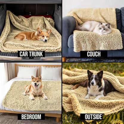 Dog Blanket - Chenille Water Absorption Blanket for Bed & Couch Cover for Dogs Washable, Anti-Slip Soft and Durable Furniture Protector for Dogs - Grey 30"x70"