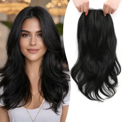 18 Inch Loose Wavy Hair Topper for Women – Lightweight Clip-In Topper with Natural Scalp Look, Seamless Coverage & Volume for Everyday Wear
