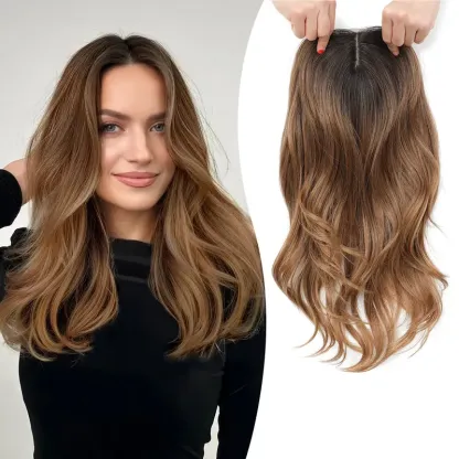 18 Inch Loose Wavy Hair Topper for Women – Lightweight Clip-In Topper with Natural Scalp Look, Seamless Coverage & Volume for Everyday Wear