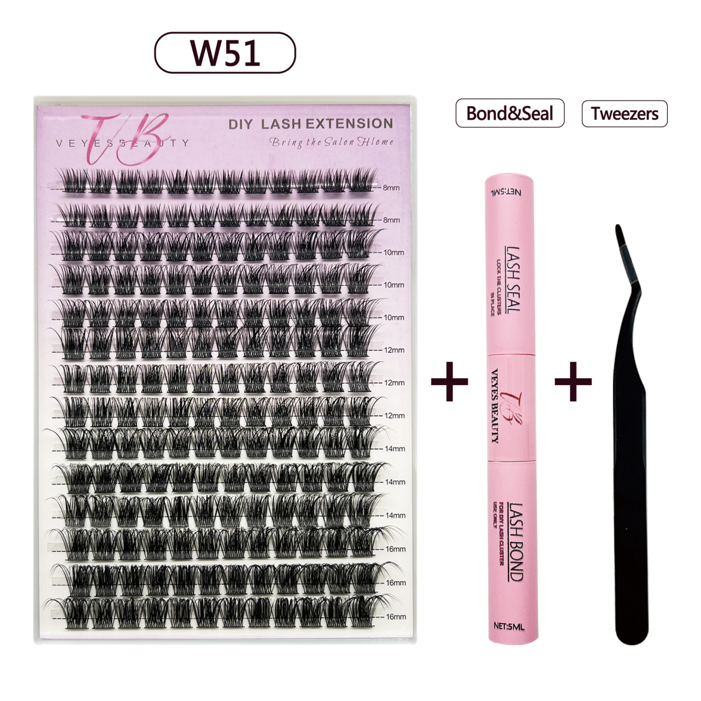 Dreamy Cluster Lashes Kit Individual Lash Extensions With Bond & Seal+ Tweezer Newbie's Five-Second DIY Dramatic Volume Eyelash Wispy Faux Mink Lash Mixed Length Tray for Self Application at Home Makeup Cosmetic