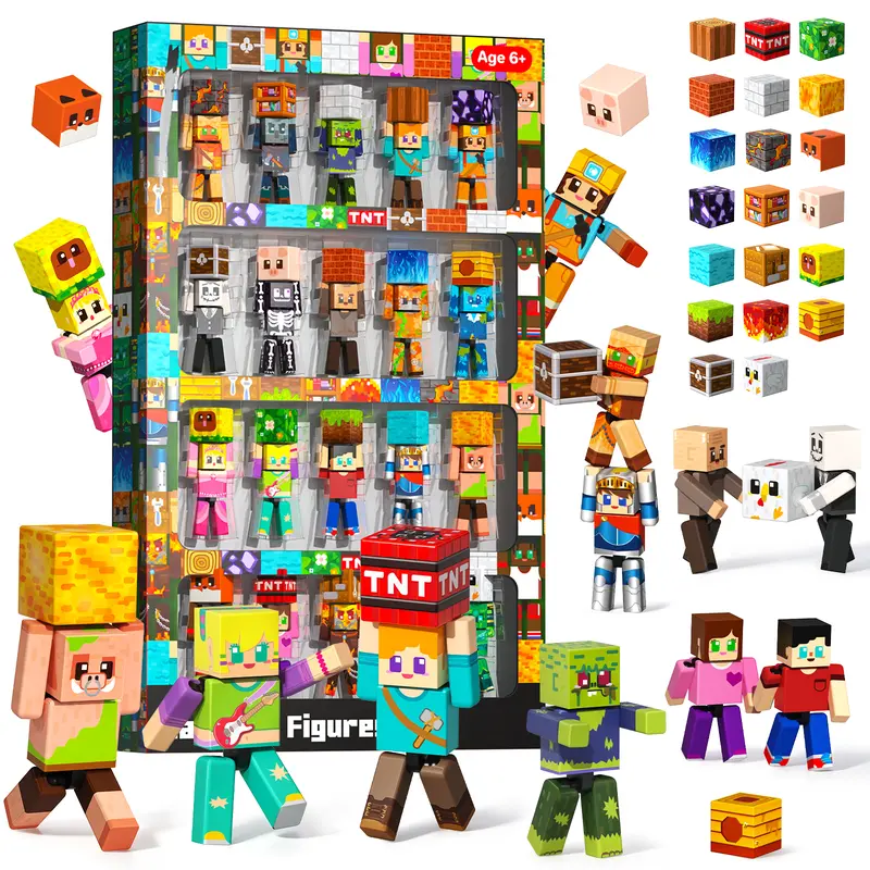 agnetic Building Blocks - 20 Pcs Magnetic Action Figures Playset, Magnetic Building Block Toys with Magnetic Cubes, 360° Rotating Arms and Legs, Creative Play Set for Kids 6+, Birthday Gifts for Boys Girls